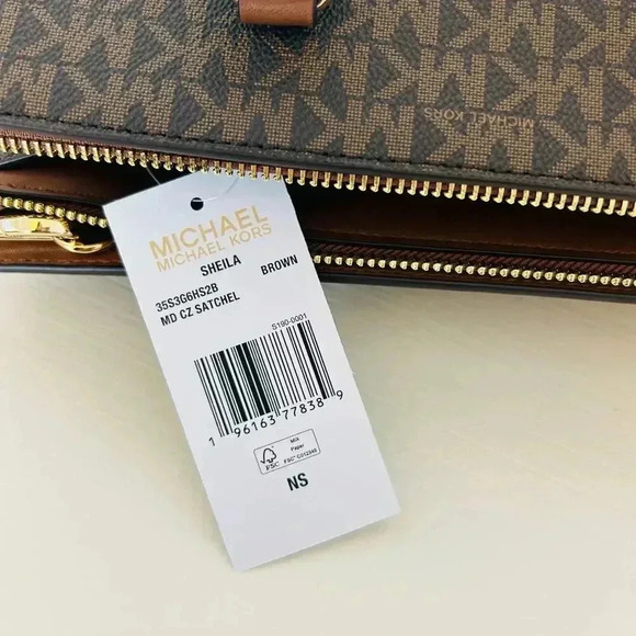 Michael kors purse Sheila Medium Satchel Brown Signature - Picture 9 of 10